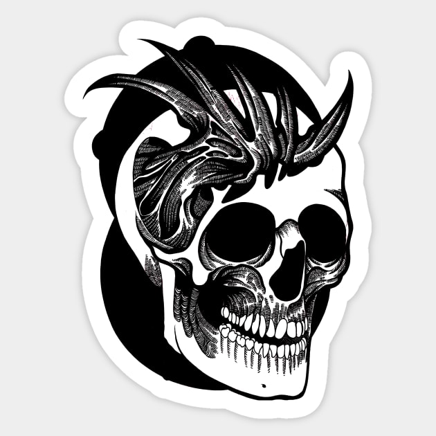 Corrupted Skull Sticker by FUN ART